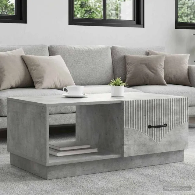 vidaXL Salontafel Betongrijs 90 x 50 x 37 cm Bewerkt hout grijs, foto 2