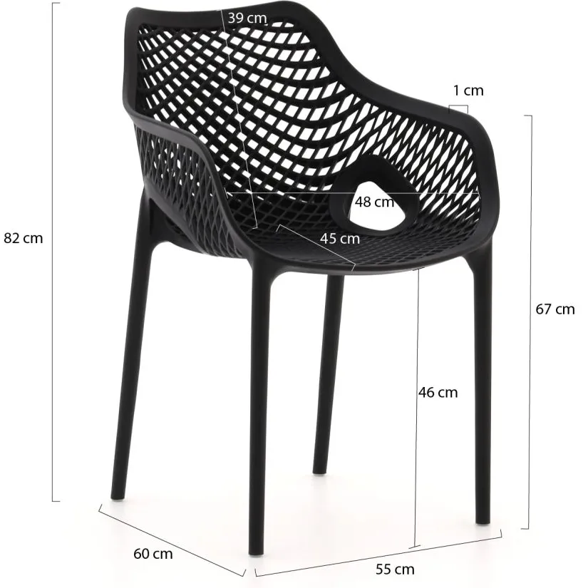 Forza Furniture Forza Ripi dining tuinstoel stapelbaar zwart, foto 2