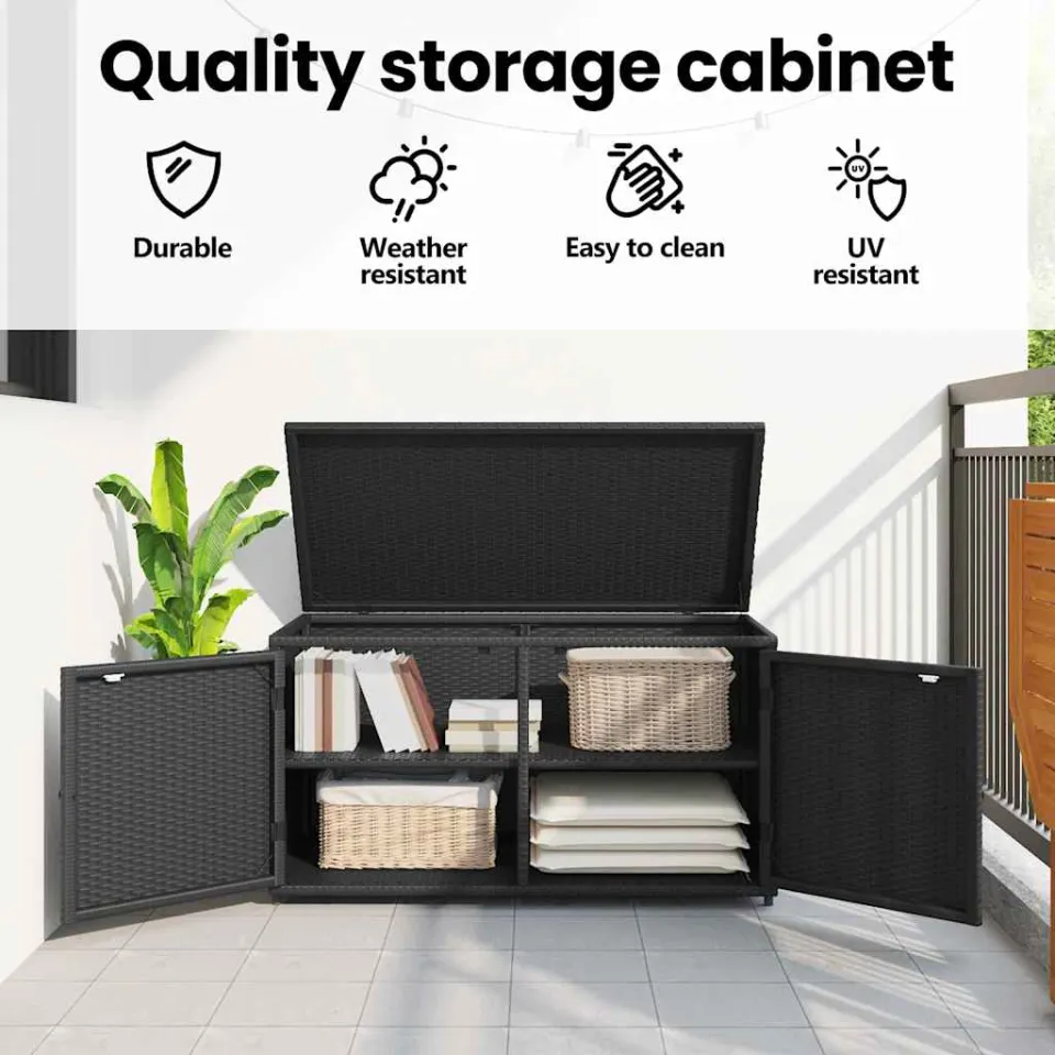 vidaXL Tuinkast 110x55x60,5 cm poly rattan zwart, foto 4