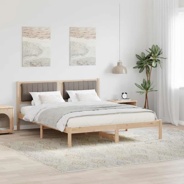 vidaXL Bedframe met Gevoerd Hoofdgedeelte Taupe 150 x 200 cm Bruin