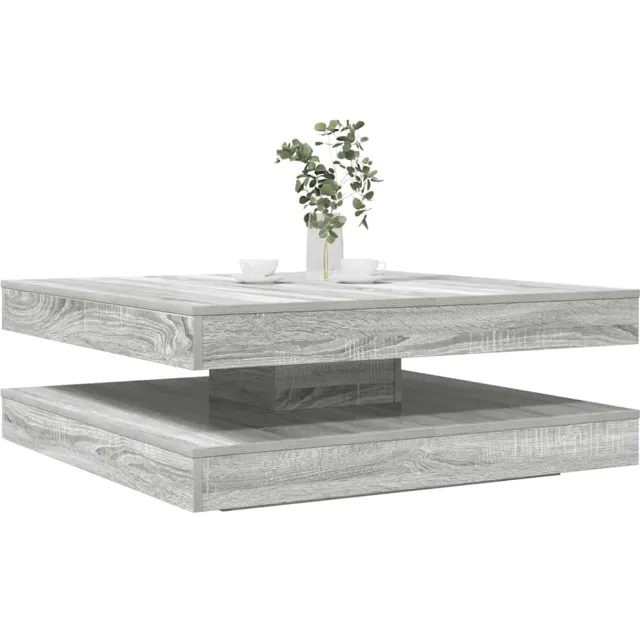 vidaXL Salontafel 360 graden draaibaar 90x90x34,5cm grijs sonoma eiken