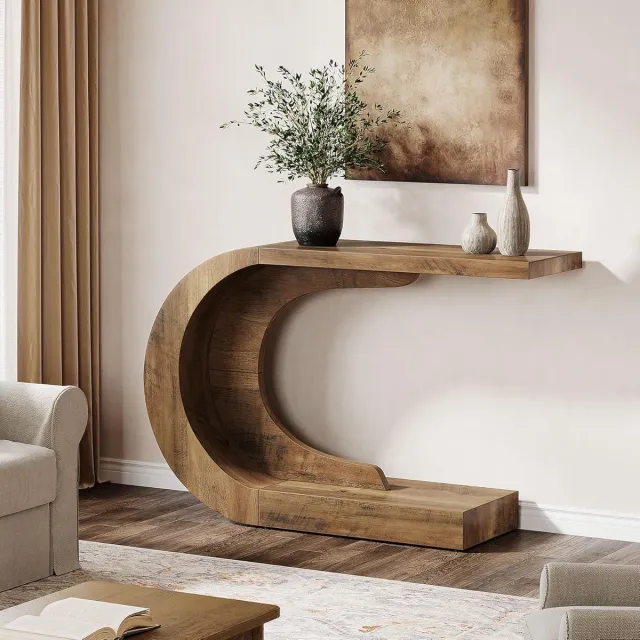 Tribesigns Consoletafel - Sidetable - Hout - Bruin - Industrieel - 110 x 35 x 75 cm - Console Tafel voor Hal, Woonkamer, Entree