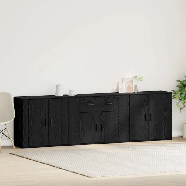 vidaXL Dressoir Zwart Eiken 240 x 33 x 70 cm Bewerkt hout