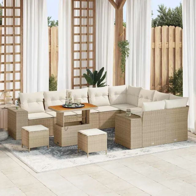 vidaXL Tuin Sofa Set 12 st Beige poly rattan, foto 2
