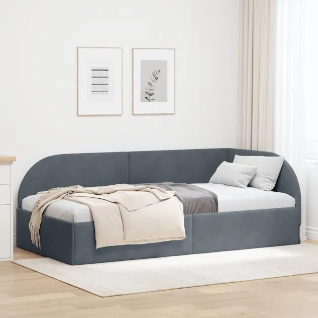 vidaXL Hoekbedframe Donkergrijs 100 x 200 cm fluweel