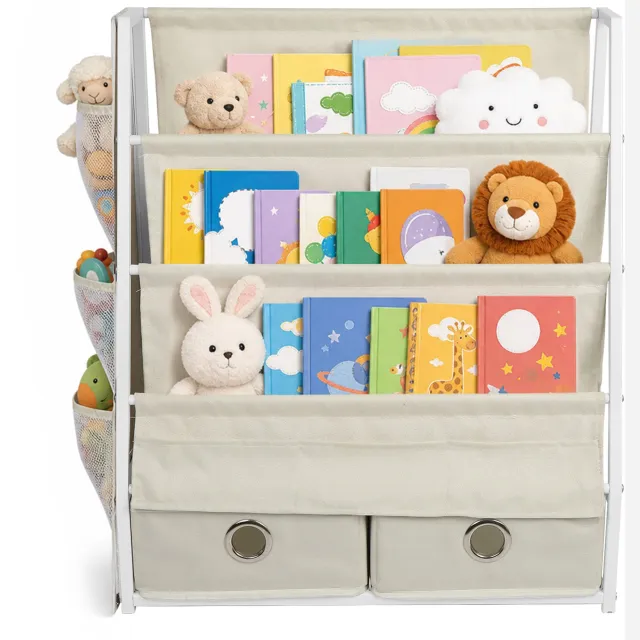 PIPIPOXER Boekenkast Kind - Kinderboekenkast - 62 × 30 × 72 cm - Boekenrek Kind Staand - Wit