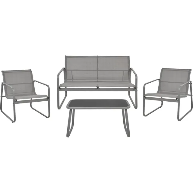 Beliani BARREA - Loungeset 4-zits - Grijs - Metaal