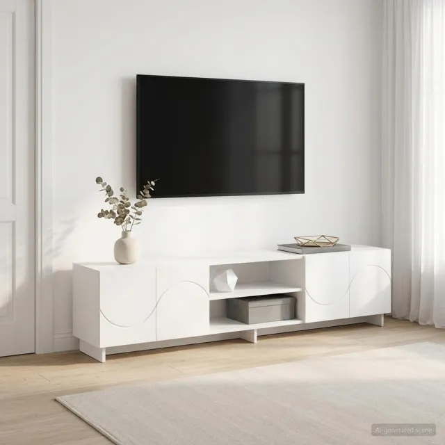 vidaXL TV-standaard 180 x 34,5 x 40 cm Wit Bewerkt hout