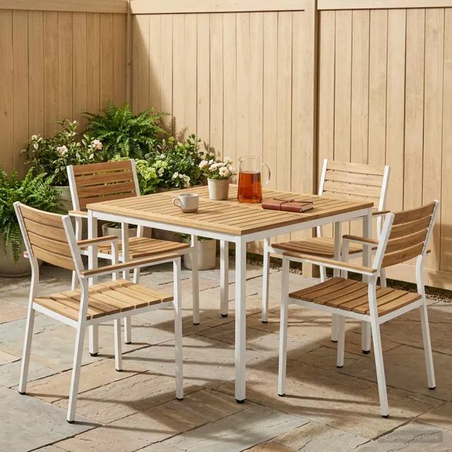 vidaXL Tuindiner tafel NAARDEN Witgewassen 110 x 108,5 x 75 cm, foto 2