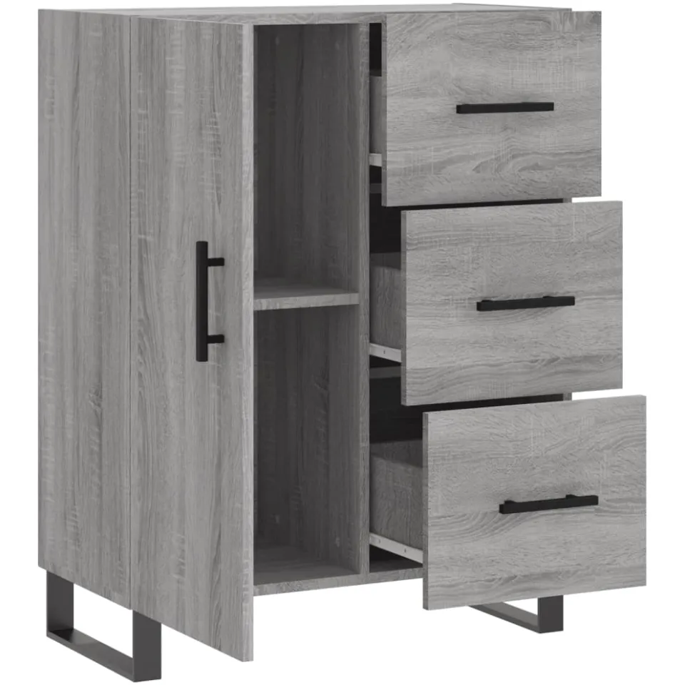 vidaXL Dressoir 69,5x34x90 cm bewerkt hout grijs sonoma eikenkleurig, foto 4