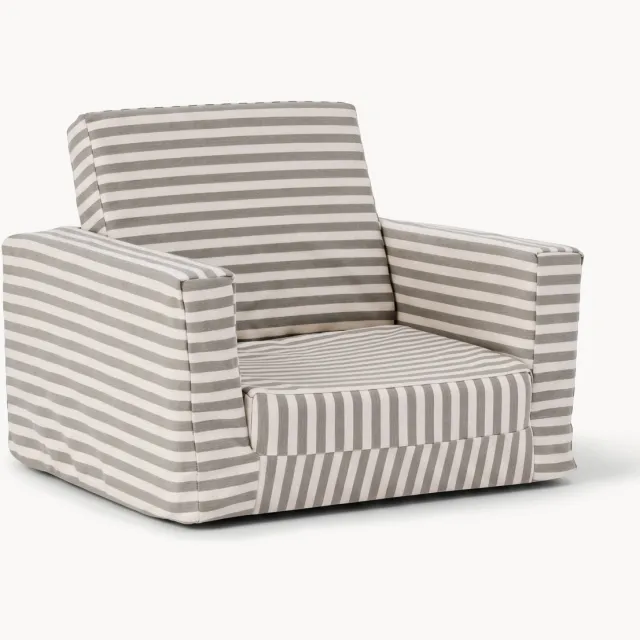 Kids Concept Kinder uitklapbare fauteuil Striped Grijs