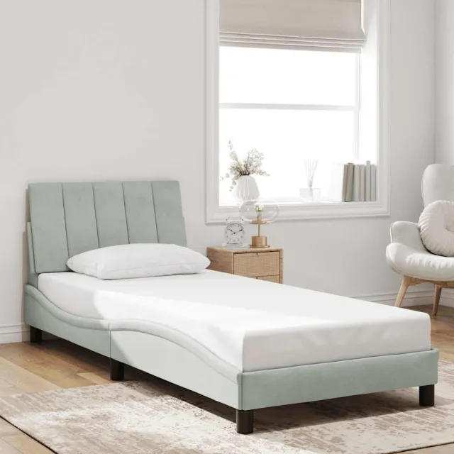 vidaXL Bedframe zonder matras "Hanko" 90x200 cm fluweel lichtgrijs