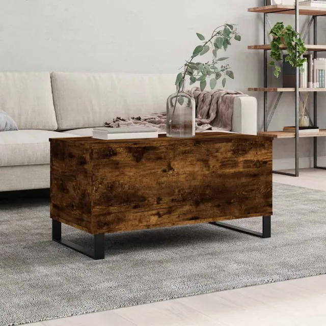 vidaXL Salontafel 90x44,5x45 cm bewerkt hout gerookt eikenkleurig Bruin