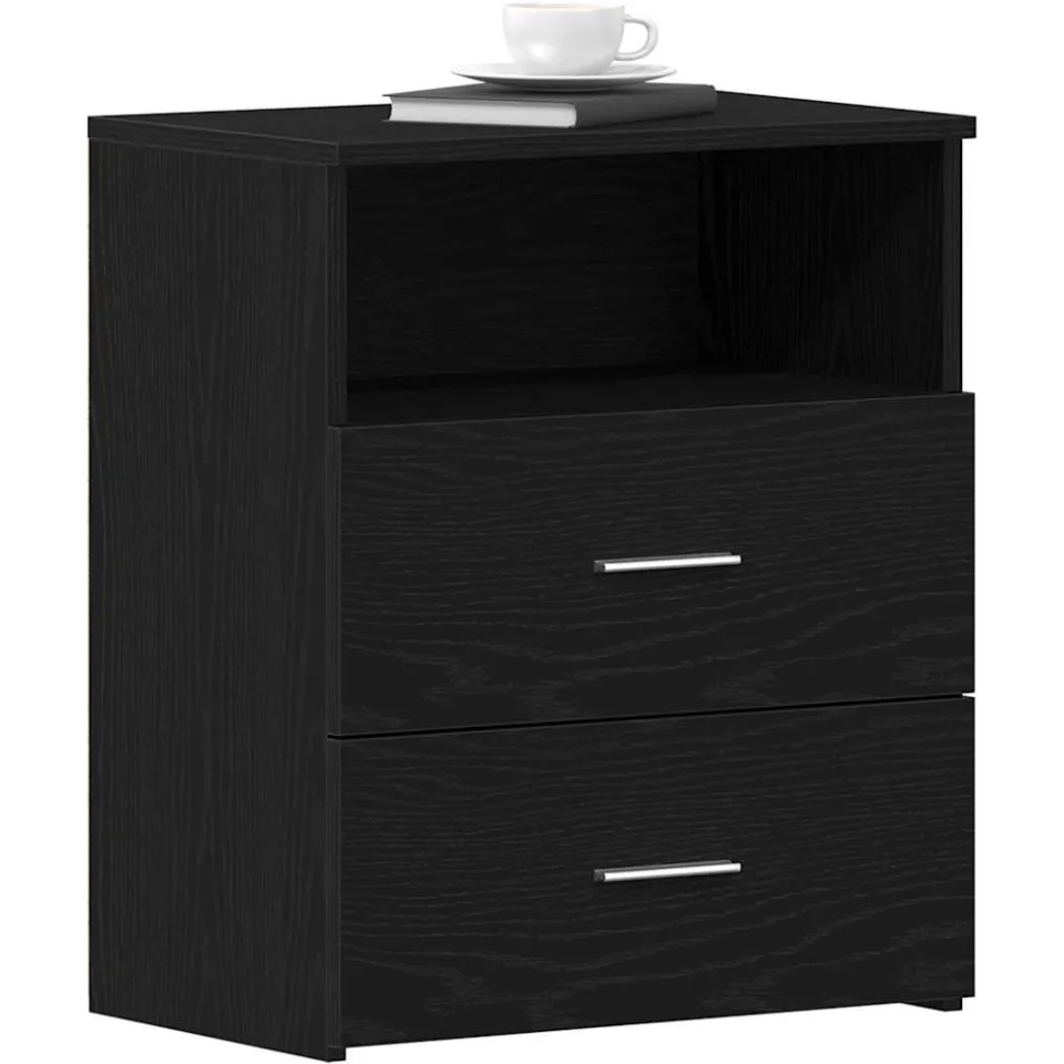 vidaXL Nachtkastje 2 st Zwart Eiken 50 x 32 x 60cm Bewerkt hout
