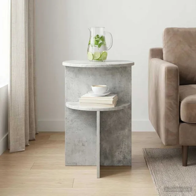 vidaXL Bijzettafel Betongrijs Ø 39,5 x 55 cm Bewerkt hout