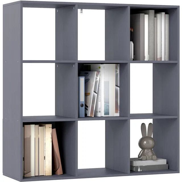 Lunpog Boekenkast - met 9 planken - open kubusplanken - afmetingen: 91 x 29,5 x 91 cm - grijs