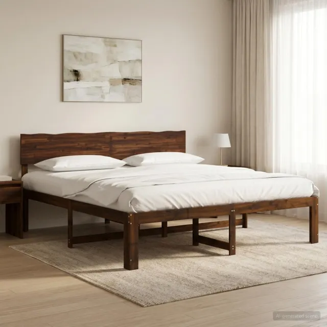vidaXL Tweepersoonsbed met hoofdeinde ROSTOCK Donkerbruin 200 x 200 cm