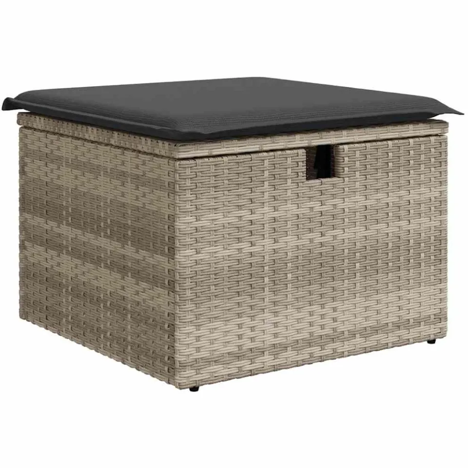 vidaXL 2-delige Loungeset met kussens poly rattan acacia lichtgrijs grijs, foto 4