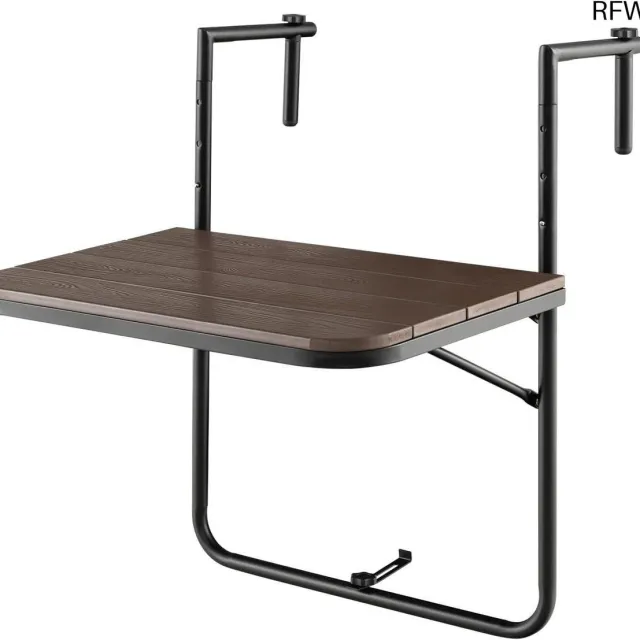 RFWR Inklapbare Balkon Hangtafel - Verstelbare Tuintafel voor Kleinruimte, Weerbestendig en Ruimtebesparend antraciet, koffiebruin