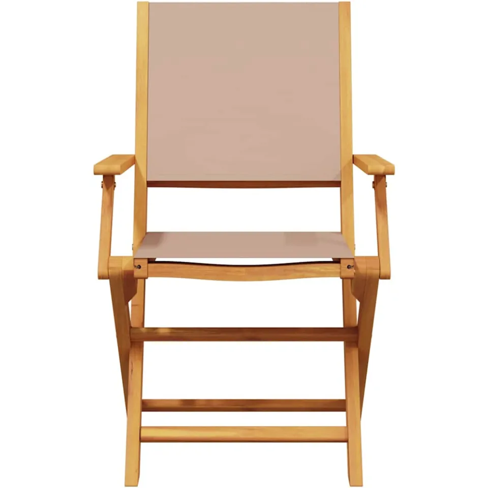 vidaXL 3-delige Bistroset stof en massief hout taupe