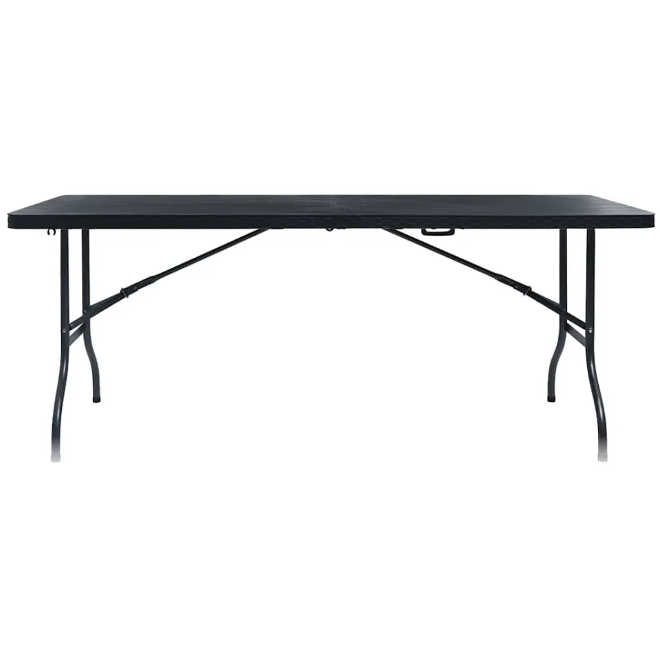 vidaXL Tuintafel inklapbaar 180x75x72 cm HDPE en kunstrattan zwart