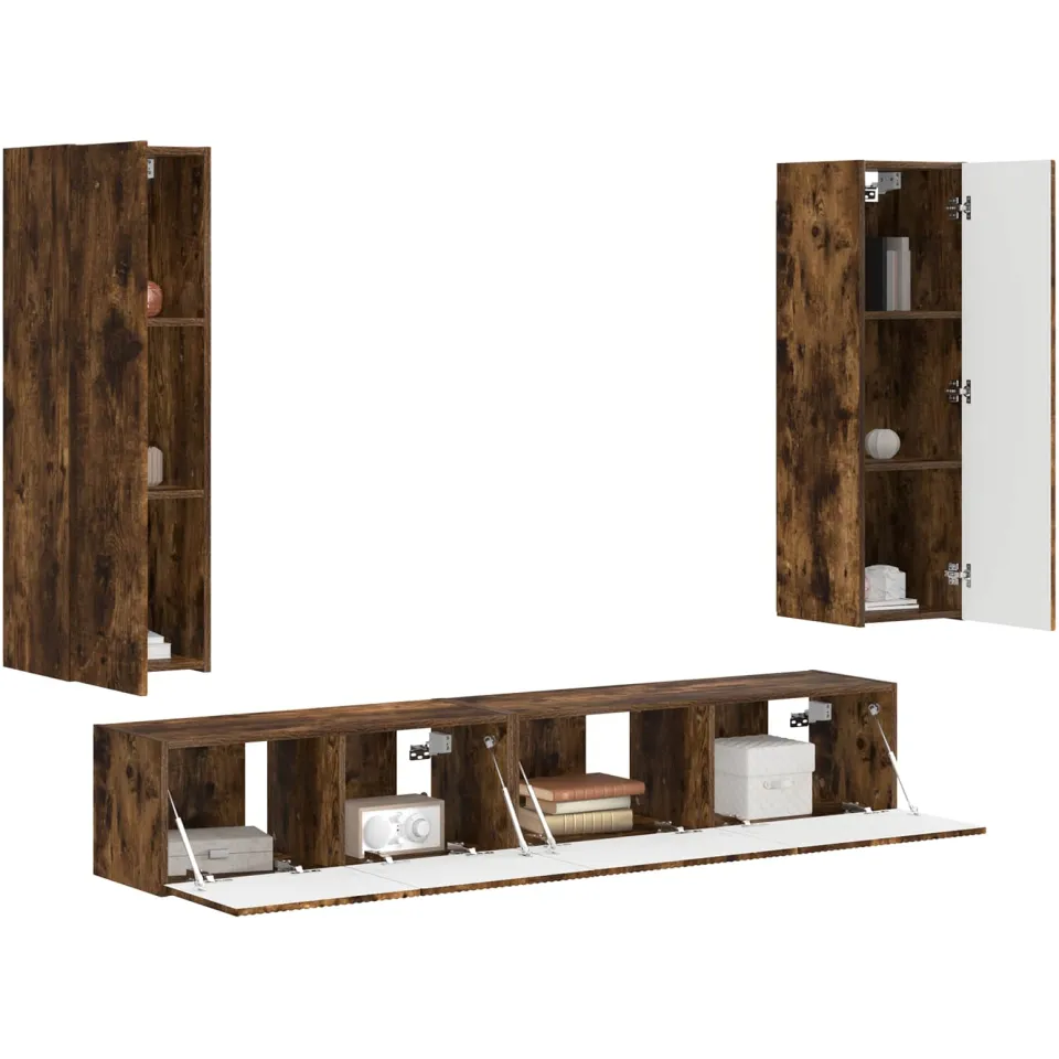 vidaXL Tv-meubelset 3 st 30 x 31 x 100 cm Gerookt eiken Bruin