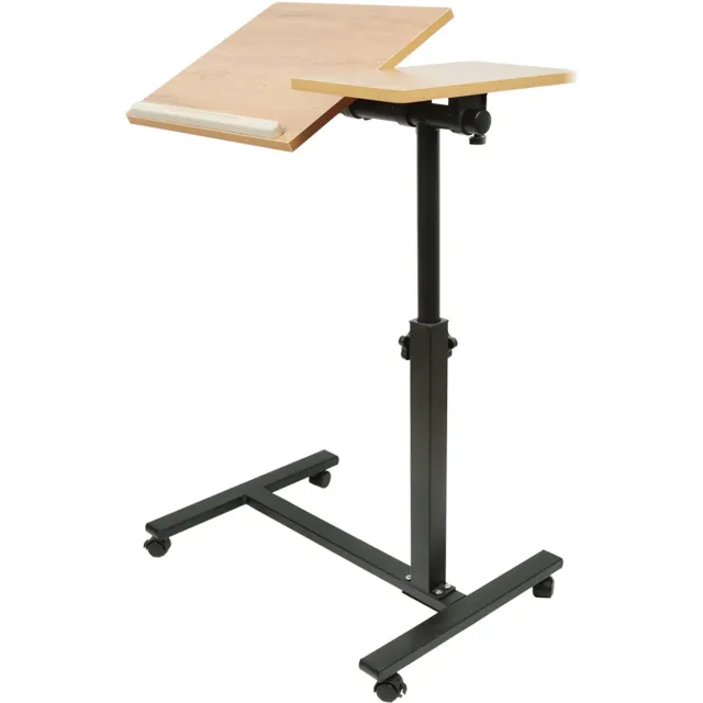 PIPIPOXER Laptoptafel en Bijzettafel op wielen – bedtafel – laptoptandaard – In hoogte verstelbaar-Naturel