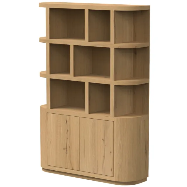 Livingfurn Boekenkast Novero - Naturel Eikenfineer - 145x40x220cm