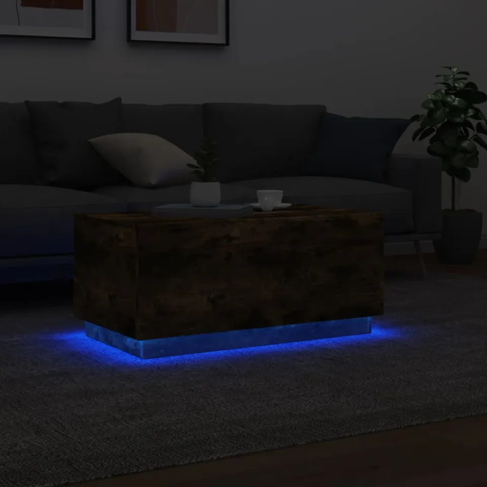 vidaXL Salontafel met LED-verlichting 90x50x40 cm gerookt eikenkleurig, foto 5