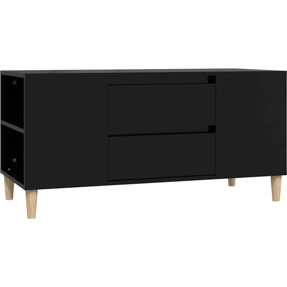 vidaXL Tv-meubel 102x44,5x50 cm bewerkt hout zwart