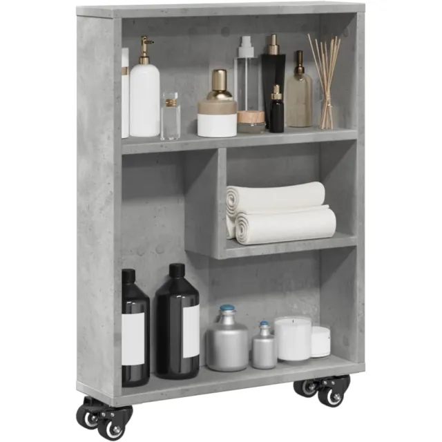 vidaXL Opbergtrolley smal 48x13x68 cm bewerkt hout betongrijs