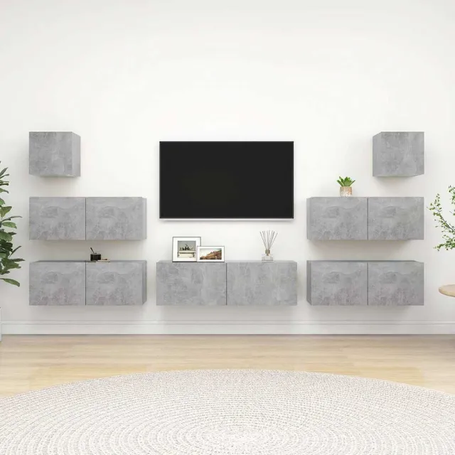 vidaXL 7-delige Tv-meubelset bewerkt hout betongrijs grijs, foto 2