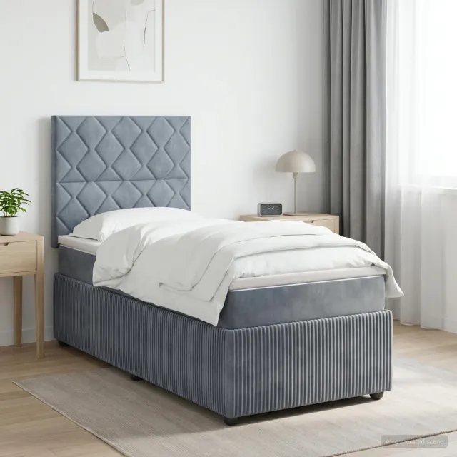 vidaXL Boxspringbed met matras Donkergrijs Enkel Fluweel