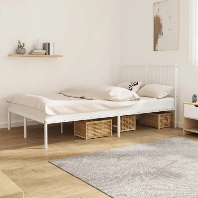 vidaXL Bedframe met hoofdbord metaal wit 120x200 cm