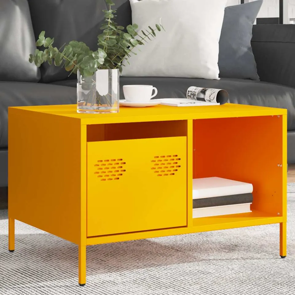 vidaXL Salontafel 68,5x50x43,5 cm koudgewalst staal mosterdgeel, foto 4