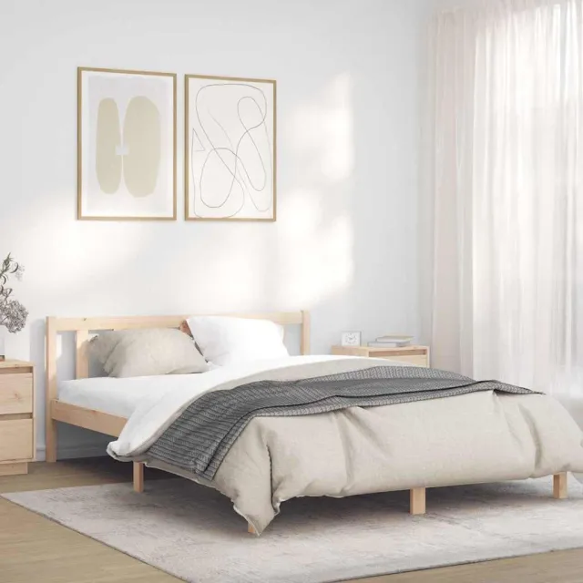 vidaXL Bedframe Naturel 152 x 203 cm Massief Vurenhout Bruin