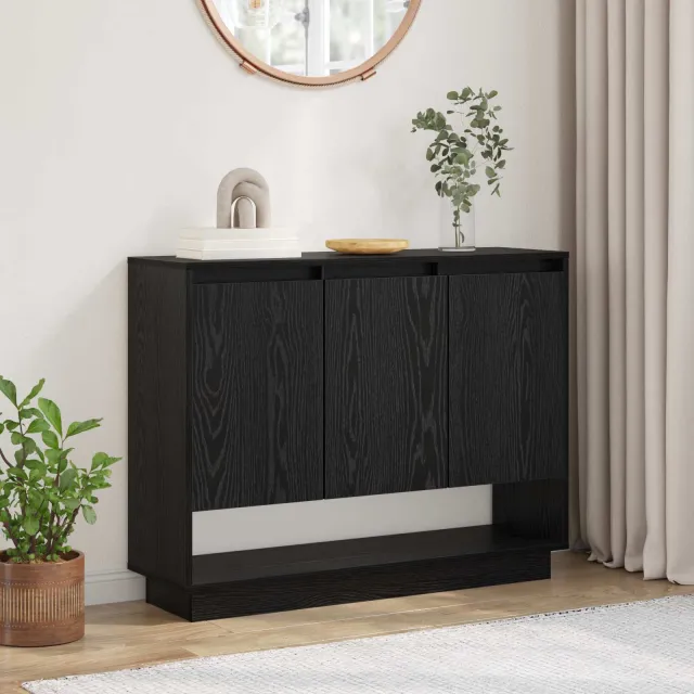 vidaXL Dressoir Zwart Eiken 97 x 29 x 75 cm Bewerkt hout, foto 2