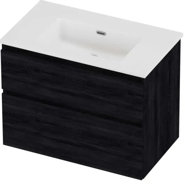 Proline Tribute Badmeubelset Porselein Elegant Zonder Kraangat 80x46x62 cm Mat White Black Oak Eiken