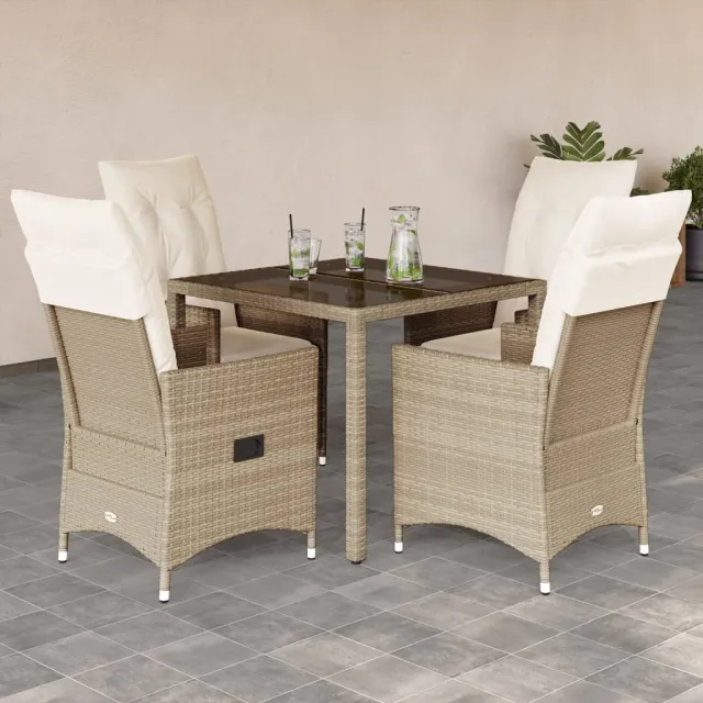 vidaXL 5-delige Tuinset met kussens poly rattan beige, foto 2