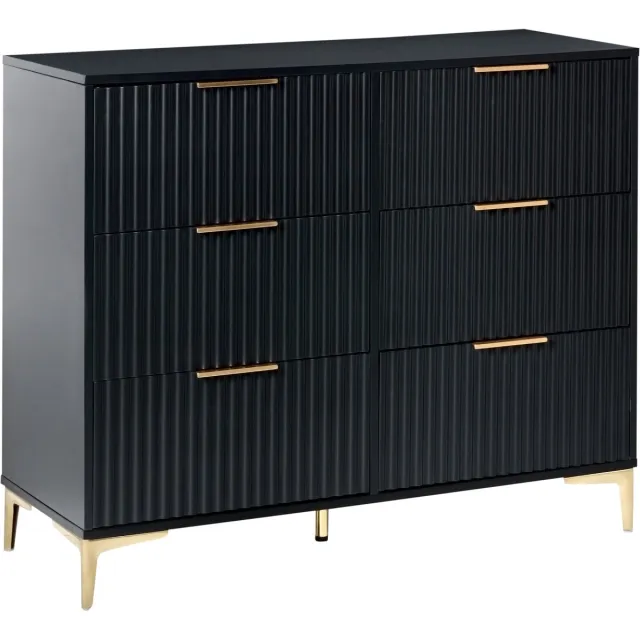 Beliani WALCOTT - Ladekast met 6 lades - Zwart - MDF