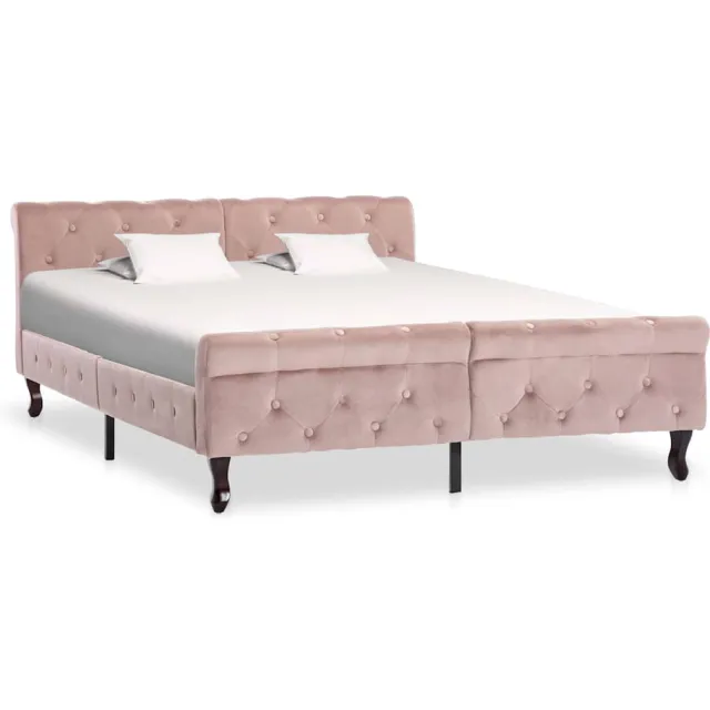 vidaXL Bedframe fluweel roze 140x200 cm