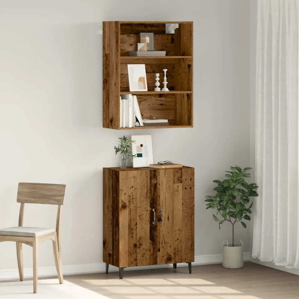 vidaXL Dressoir met wandkast bewerkt hout oud houtkleurig bruin, foto 2
