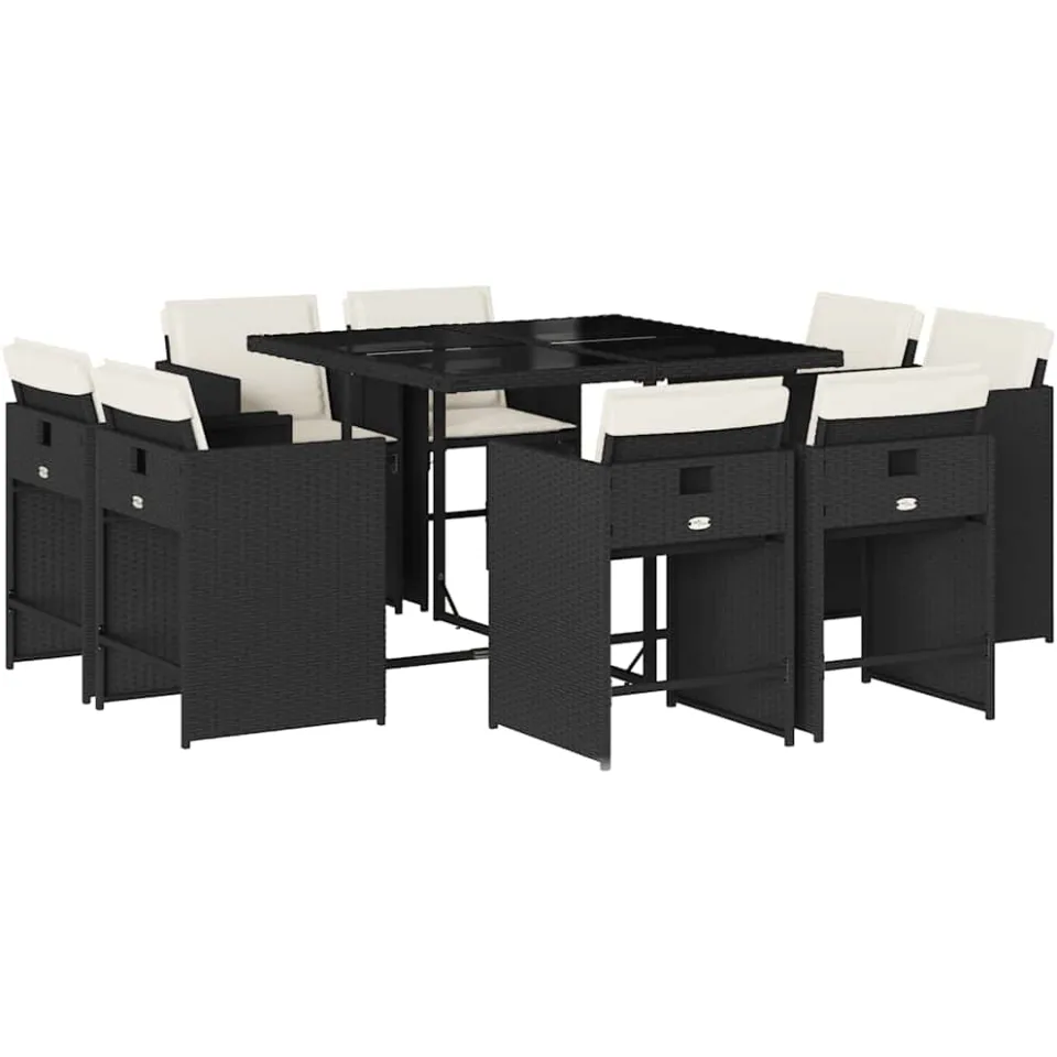 vidaXL 9-delige Tuinset poly rattan zwart, foto 4