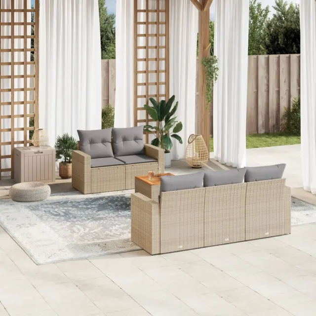 vidaXL Patio Sofa Set 5-zits Mix Beige en Lichtgrijs, foto 2