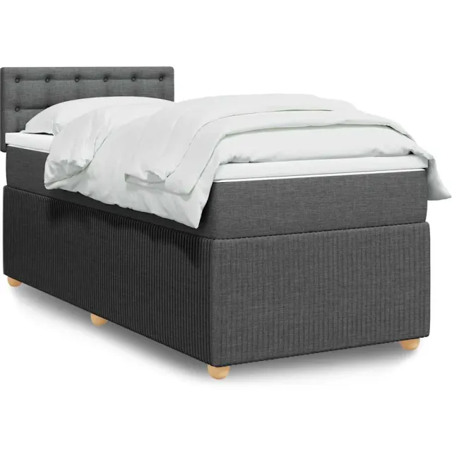 vidaXL Boxspring met matras stof donkergrijs 90x200 cm grijs