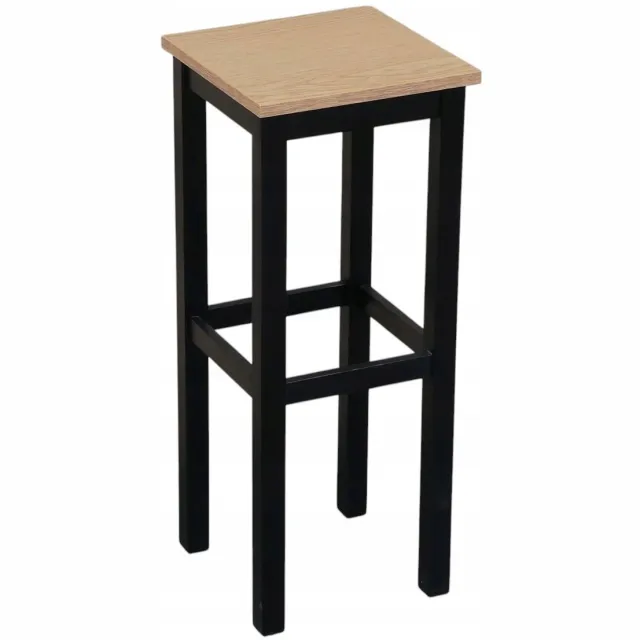 Metdrew Hoge Bar Kruk 80cm Zwart/Licht Eiken - Modern Design