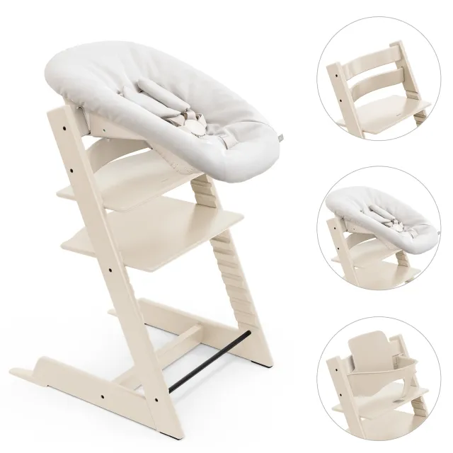 Stokke Tripp Trapp bundel kinderstoel met newbornset en babyset Vanilla White