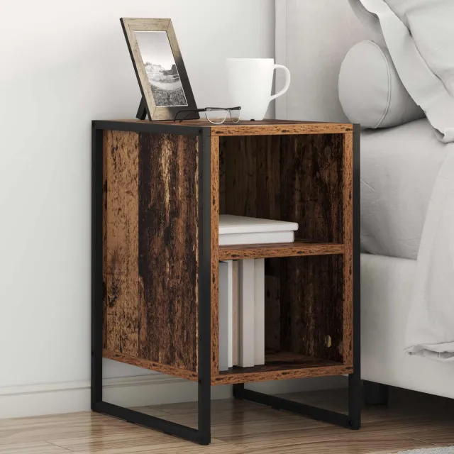 vidaXL Nachtkastje 2 st Oud Hout 39.5 x 30 x 50 cm Bewerkt hout bruin, foto 2