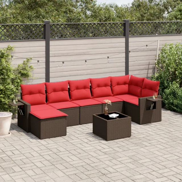 vidaXL 8-delige tuinbankset met kussens, bruin polyrotan, foto 2