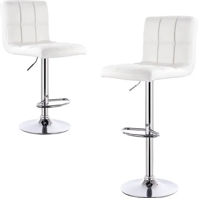 Saphly Barkrukken Set 82cm Wit - Met hoge rugleuning, Barstoelen ergonomisch en Zithoogte 60 - Voor Eetkamer, Keuken en Woonkamer